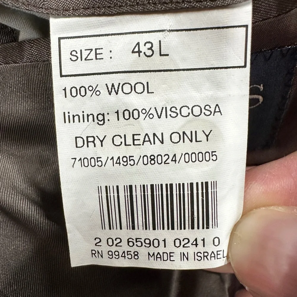 Brooks Brothers 346 Mens 43L Brown Herringbone Wool 3 Button Blazer Sport Coat